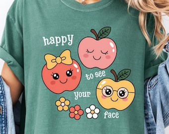 Comfort Colors Lehrer Shirt: Happy To See Your Face, Back to School Geschenk