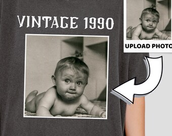 Personalisiertes Foto Geburtstags Komfort Farben Shirt: Geschenk im Vintage Stil