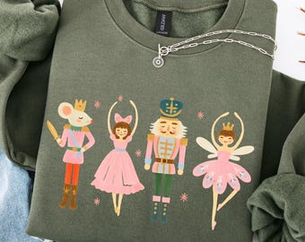 Uroczy świąteczny sweter z Dziadkiem do orzechów, T-shirt z Dziadkiem do orzechów, Uroczy świąteczny prezent, Damska świąteczna bluza z kapturem, Prezent świąteczny