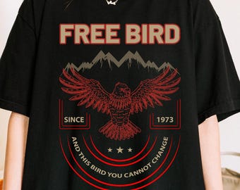 Maglietta Free Bird, maglietta Comfort Colors Band, maglietta Old School Band, maglietta musica retrò, maglietta rock band, magliette oversize alla moda