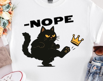 Maglietta "No Kings in America" con gatto nero: maglietta "No Kings"