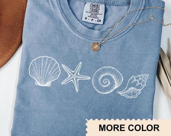 Comfort Colors® SeaShell Shirt, Beach T-Shirt, Summer Woman Shirt, Aesthetic Shirt, Ocean Lover Gift, SeaShell T-Shirt