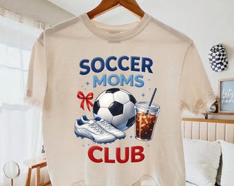 Soccer Moms Club Shirt, Comfort Colors Cropped Boxy Tee, Gameday Doodle Soccer Top, Sports Mom Game Day, Trendy Soccer Apparel