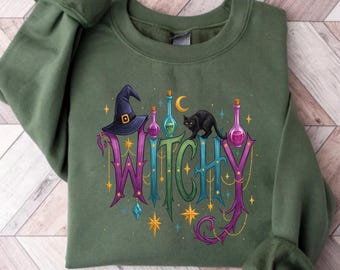 Halloween Witch Sweatshirt, Witchy Vibes Crewneck, Funny Witch Top, Witchy Things Shirt, Halloween Gift For Her