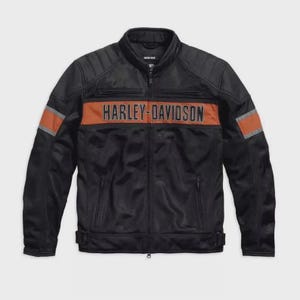 Harley Davidson Leather Motorcycle Jacket: CE Armored Biker Riding Gear