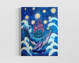 Alaska Whale Art Print: Fireweed, Ocean, Stars