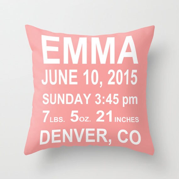 Throw Pillow Cover Personalized Baby Girl Baby Boy Pillow Etsy