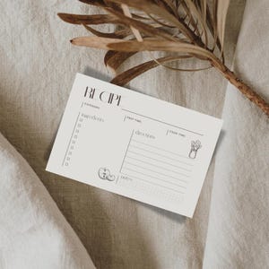 Editable Recipe Card | Recipe Card Template | Modern Design | Personalized Kitchen Gift | Cooking Planner | DIY | Instant Download