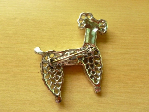 Vintage Silvertone Filigree Poodle Pin - Poodle B… - image 3