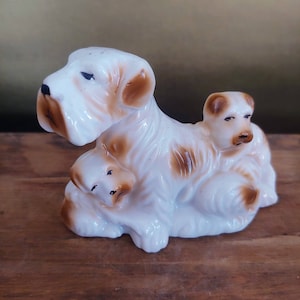 Ceramic Sealyham Terrier Dog with Puppies Figurine - Gift for Sealyham Dog Mom - Retro Sealyham Terrier Home Decor