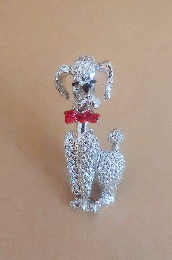 Vintage Silvertone Poodle Pin - Collectible Brooch