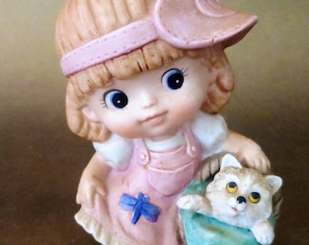Vintage Bing and Grondahl B&G Kjøbenhavn Denmark Girl Petting Cat