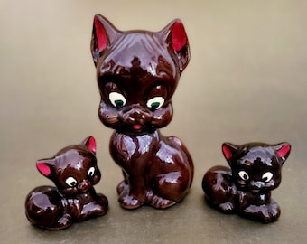 Vintage Three Piece Kitty Cat Figurine Set - Etsy