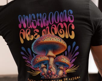 Psychedelic Mushroom T-Shirt, Trippy Graphic Tee, Colorful Retro Aesthetic Shirt, Magic Nature Design Gift for Him & Her