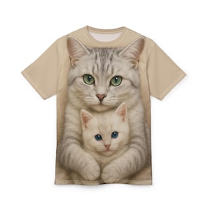 Goofy Cute Cat Mom & Kitten Hug, Adorable Funny Cat Shirt