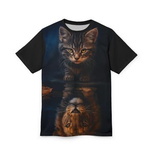 Inspirational Cat Lion Reflection, Motivational Graphic Tee