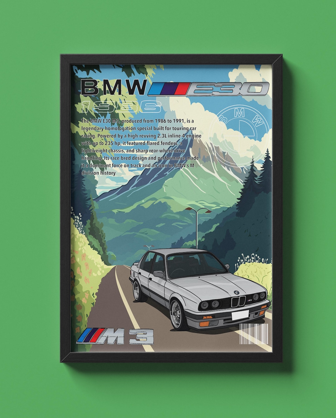 BMW E30 M3 Art Print: Retro Motorsport Car Poster (framed) - Etsy