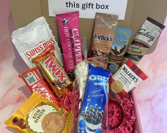 Delightful Hot Chocolate Goodie Gift Box - Cosy Hug in a Box Hamper | Hot Choc Gourmet Treats | Secret Santa idea | Creamy Hot Drink Sachets