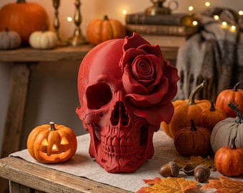 Rose Skull 3D Model | Gothic Macabre Horror Decor (STL File)