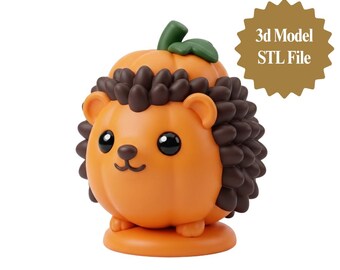 Hedgehog Pumpkin 3D Print File, Kawaii Autumn Halloween Desk Decor (STL Download)