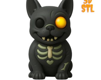 Skeleton Dog STL File | Halloween Printable Figurine | Gothic Decor