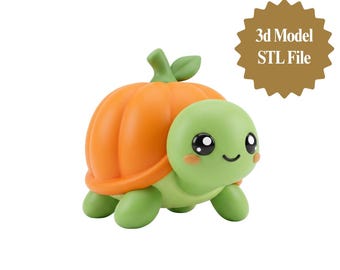 Pumpkin Turtle 3D Print File, Kawaii Autumn Desk Decor (STL Download)