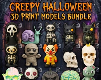 Horror Gothic 3D Printable Bundle – 15 Creepy STL & 3MF Figures for Haunted Halloween Decor