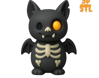 Skeleton Bat STL File | Halloween Printable Figurine | Spooky Gothic Decor