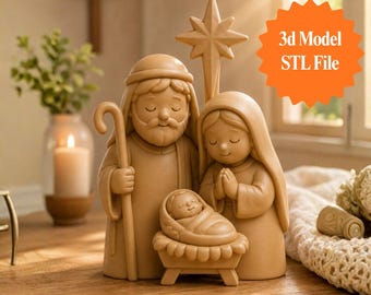 Holy Family STL File – Peaceful Christian Decor
