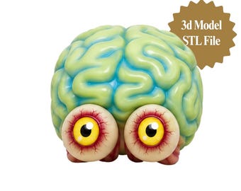 Brain Eyeball STL File, Creepy Halloween 3D Print Model (Digital Download)