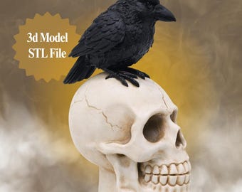 Raven Skull STL File | Gothic Crow 3D Printable Model (Digital Download)