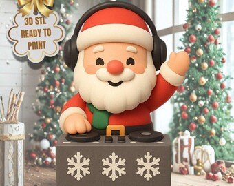 DJ Santa STL Figurine – Christmas 3D Printable Holiday Decor (Digital Download)