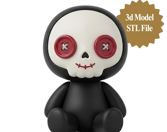 Button Eye Skull STL File | Chibi Grim Reaper 3D Print (Digital Download)