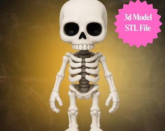 Skeleton STL File | Cartoon Halloween 3D Printable Figurine
