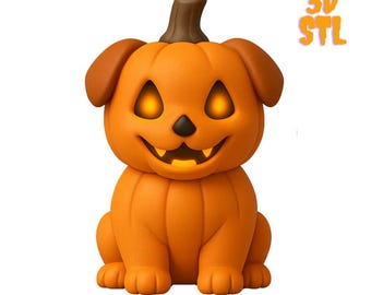 Pumpkin Dog STL File | Halloween Printable Figurine | Jack-o’-Lantern Decor
