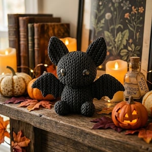 Knitted Bat STL | Gothic Plush Bat Figurine | Halloween Decor