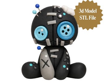 Voodoo Doll STL | Creepy Button Eye Figurine | Gothic Halloween Decor