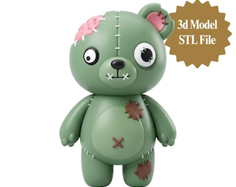 Zombie Teddy Bear STL | Creepy Plush Bear Figurine | Horror Decor