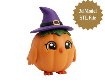 Pumpkin Owl STL | Halloween Witch Hat Figurine (Digital Download)