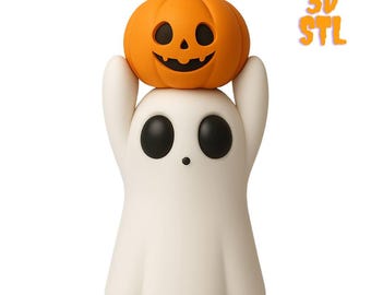 Ghost with Pumpkin STL File | Halloween Printable Figurine | Fall Decor