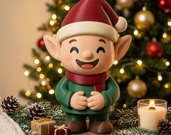 Christmas Elf STL Figurine – Chibi 3D Printable Holiday Character (Digital Download)