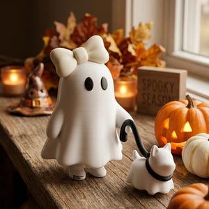 Archivo STL de fantasma mamá perruna / Impresión 3D para amantes de las mascotas de Halloween (descarga digital)