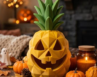 Pineapple Jack o Lantern STL File | Tropical Halloween Decor | Printable Figurine