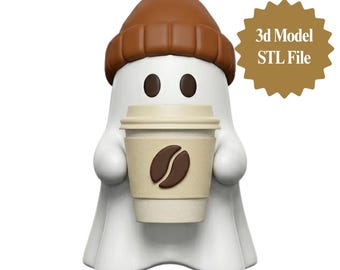 Coffee Ghost 3D Print File | Spooky Autumn Beanie Figure (Digital Download)