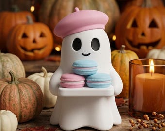 Macaron Ghost STL | Halloween Dessert Ghost Figurine | Bakery Decor | 3D Print File