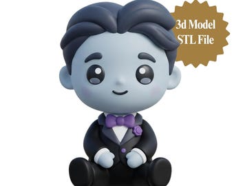 Zombie Groom STL File | Chibi Gothic Wedding Figurine (Digital Download)