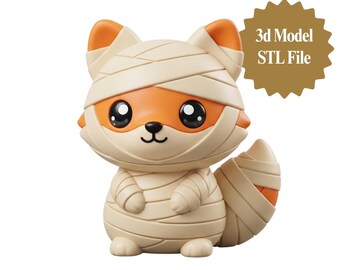 Mummy Fox Chibi 3D Print File, Fantasy Animal Figurine (Digital Download)