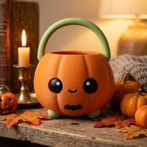 Halloween Pumpkin Candy Bucket 3D Print STL File, Treat Pail (Digital Download)