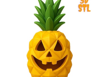 Pineapple Jack o Lantern STL File | Tropical Halloween Decor | Printable Figurine