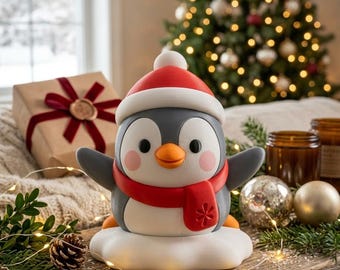 Sliding Christmas Penguin STL Figurine –Festive 3D Printable Holiday Decor (Digital Download)
